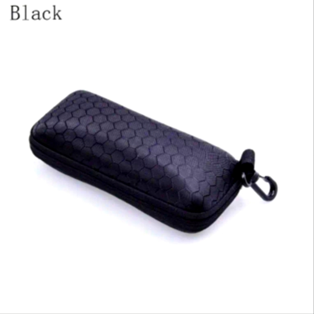 Black Hexagon Patterned Hard Sunglasses Case W/Zip Closure. NEW!